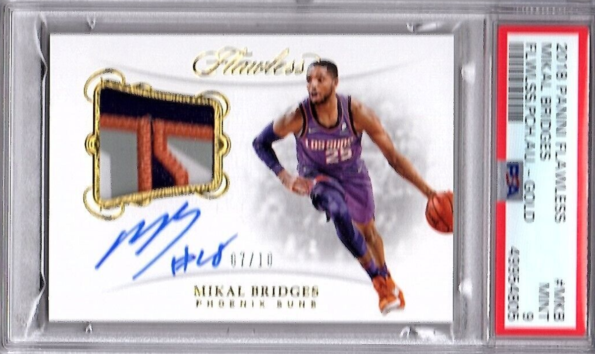 Mikal Bridges 2018-19 Panini Flawless Patch Auto Gold 7/10 Rookie RC RPA PSA 9