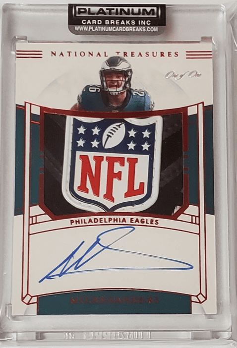 Miles Sanders 2019 National Treasures Rookie NFL Shield Red Foil Auto True #1/1