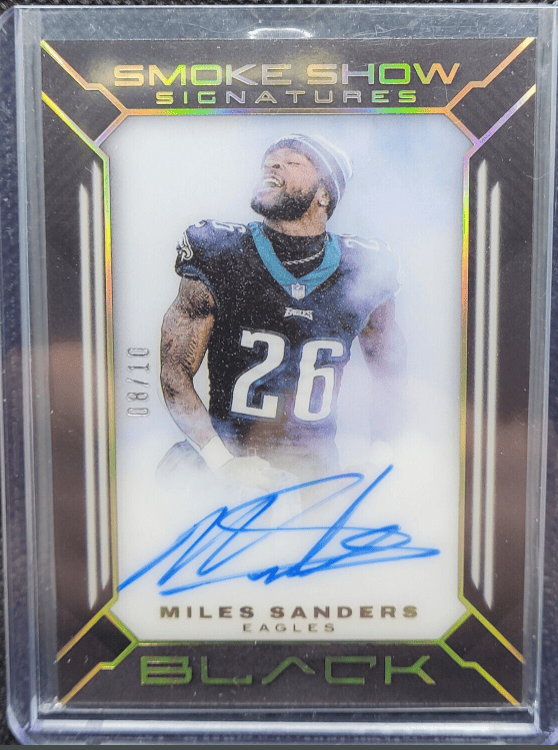 Miles Sanders 2022 Panini Black Autograph /10 Smoke Show Signatures Gold Auto