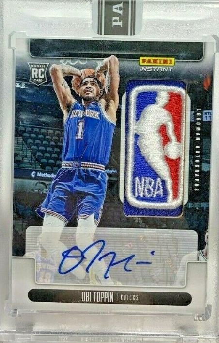 Obi Toppin 2020-21 Panini Instant NBA Logoman Patch RC Autograph Auto #'d 1/1