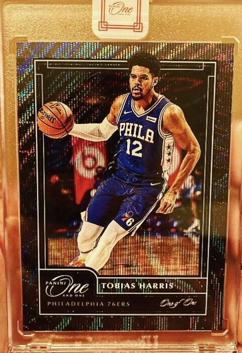 TOBIAS HARRIS 2020-21 Panini One and One Black Prizm 1/1 Encased 76ers Sixers