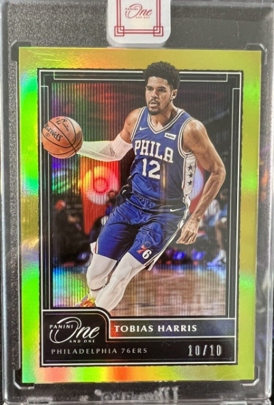 Tobias Harris 2020-21 Panini One and One Gold Prizm # /10 Encased 76ers Sixers