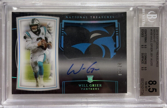 Will Grier 2019 National Treasures Midnight Rookie Patch Auto JSY #3/20 1/1 BGS