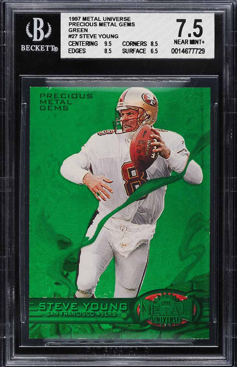 1997 Metal Universe Precious Metal Gems PMG Green Steve Young