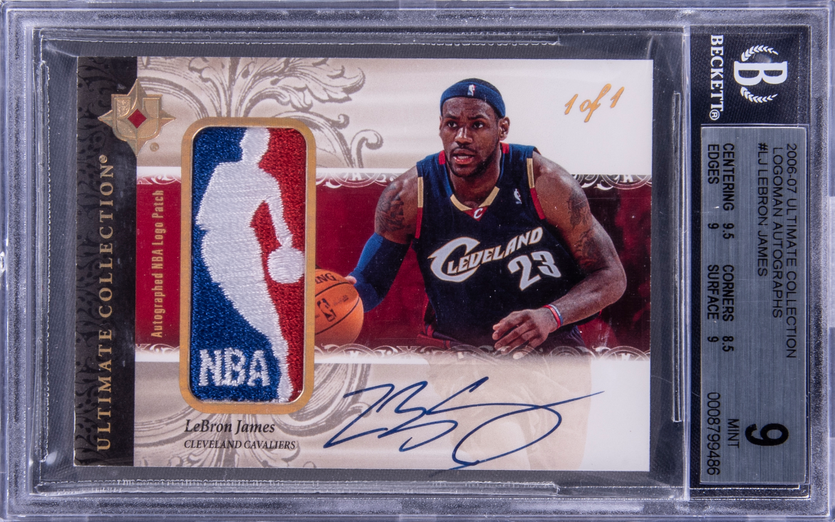 2006-07 UD Ultimate Collection Logoman Autographs LeBron James Signed Game Used Logoman Patch Card