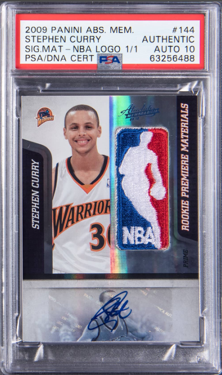 2009-10 Panini Absolute Memorabilia Signature Materials NBA Logo Stephen Curry Signed Logoman Patch Rookie Card