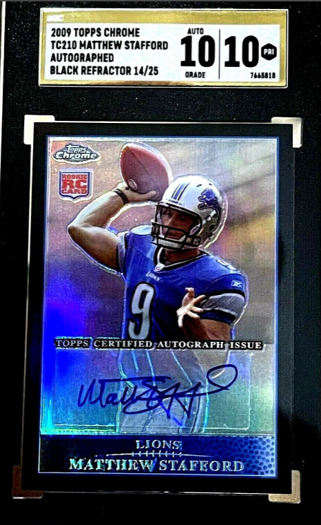 2009 Matthew Stafford Topps Chrome Black Refractor /25 Auto RC