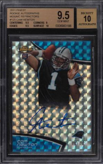 2011 Finest Mosaic Refractor Cam Newton ROOKIE RC AUTO