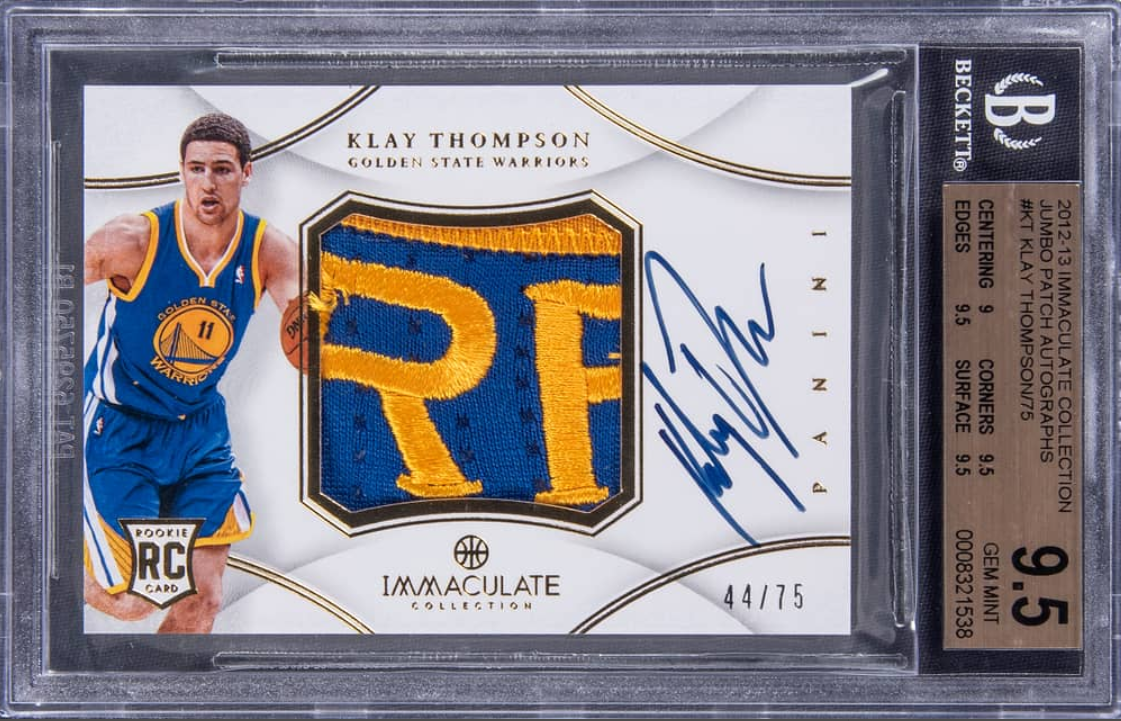 2012-13 Immaculate Collection Jumbo Patch Autographs Klay Thompson Signed Patch Rookie Card 