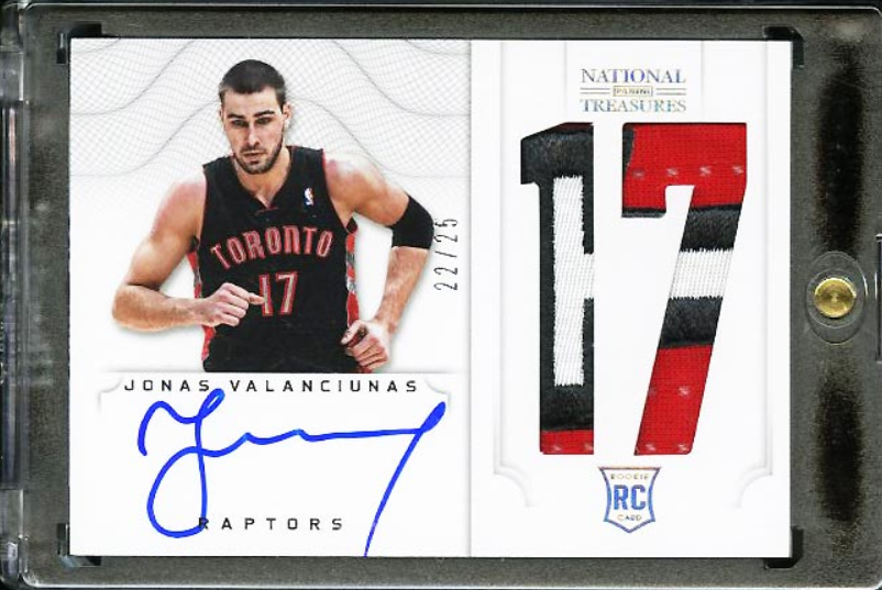 2012 National Treasures Jonas Valanciunas Rookie Rc Jersey Auto