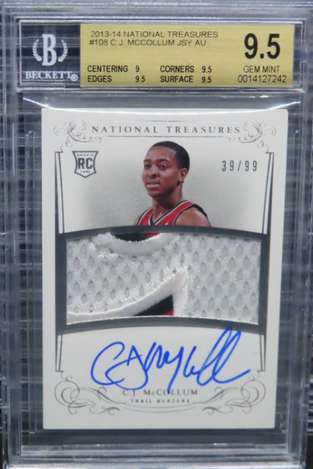 2013-14 National Treasures CJ McCollum Rookie Patch Auto