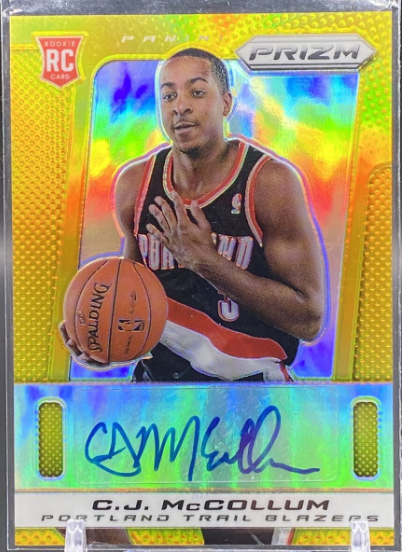 2013 Panini Prizm CJ McCollum RC GOLD Auto Refractor BLAZERS