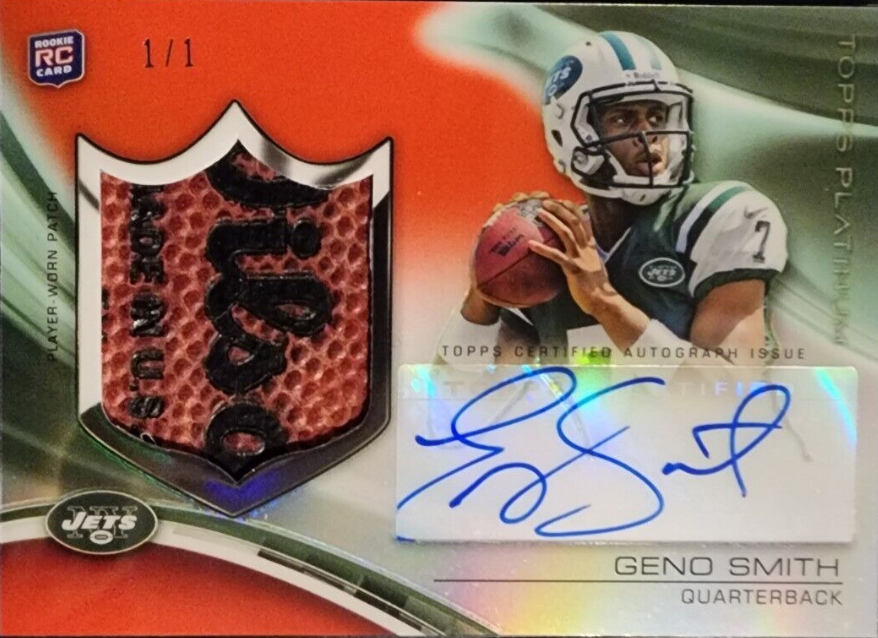 2013 Topps Platinum Geno Smith Pigskin Autograph Rookie Card 1/1