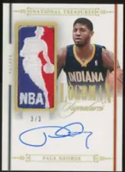 2014 National Treasures Logoman Signatures Paul George NBA Logo Patch Auto