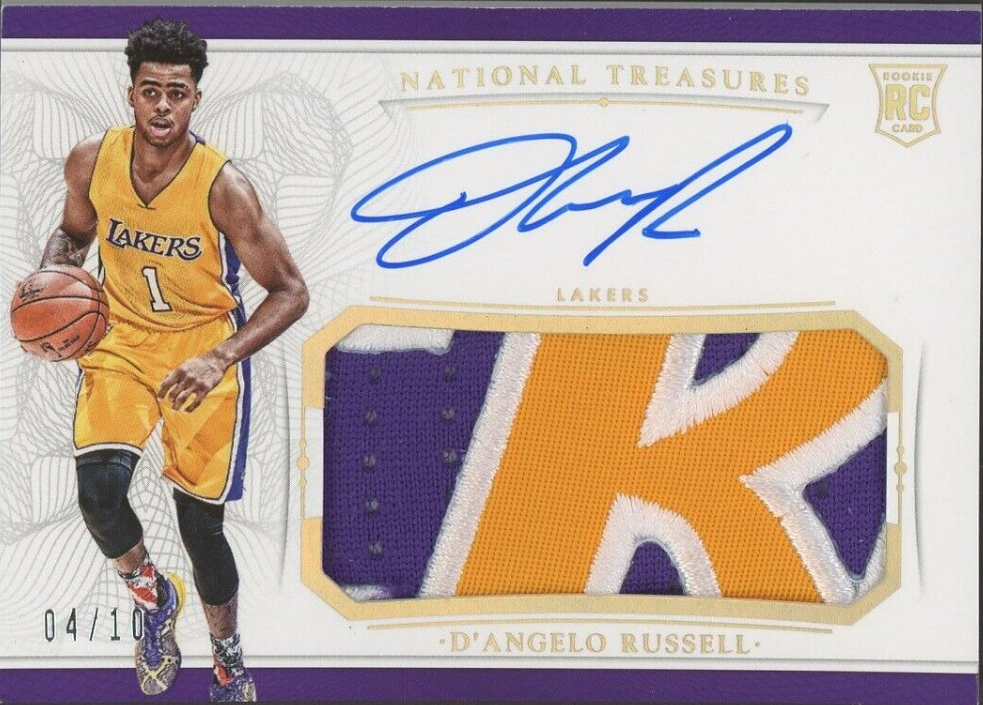 2015-16 National Treasures Gold D'Angelo Russell RC Lakers Logo Patch AUTO