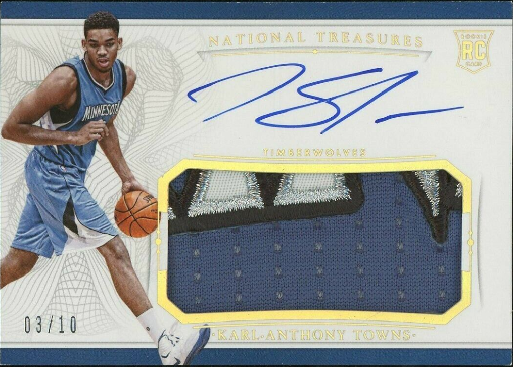 2015-16 National Treasures Gold Karl-Anthony Towns RPA RC