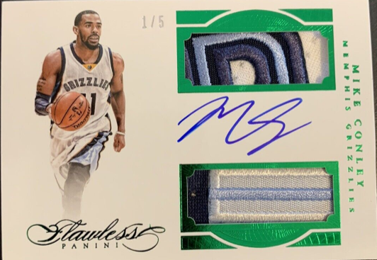 2015-16 Panini Flawless Mike Conley Emerald Dual Patch Auto