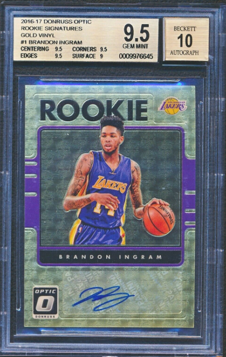 2016-17 Donruss Optic Brandon Ingram Rookie Auto Gold Vinyl 1/1 