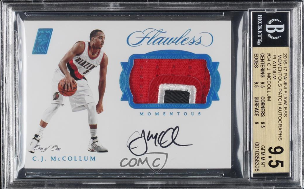 2016-17 Flawless Momentous Patch Auto Platinum 1/1 CJ McCollum Rookie Card