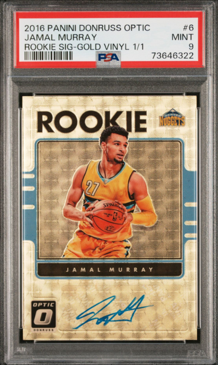 2016-17 Panini Donruss Optic Rookie Signatures Gold Vinyl Prizm #6 Jamal Murray Signed Rookie Card 