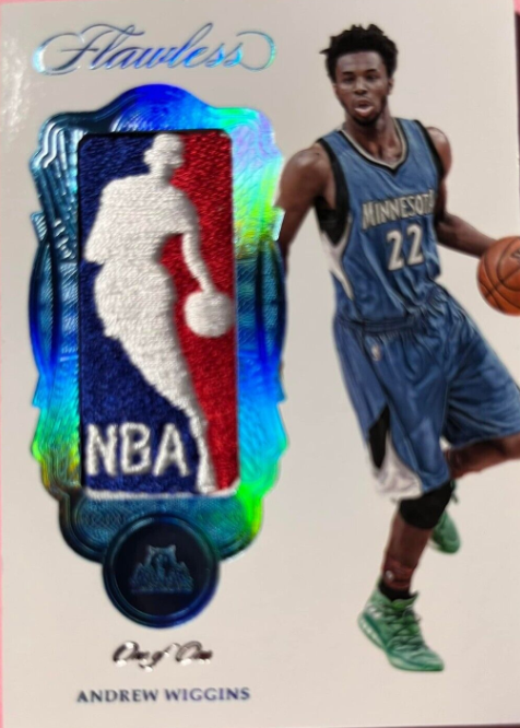 2016-17 Panini Flawless Andrew Wiggins 1/1 NBA Logoman Game Worn 