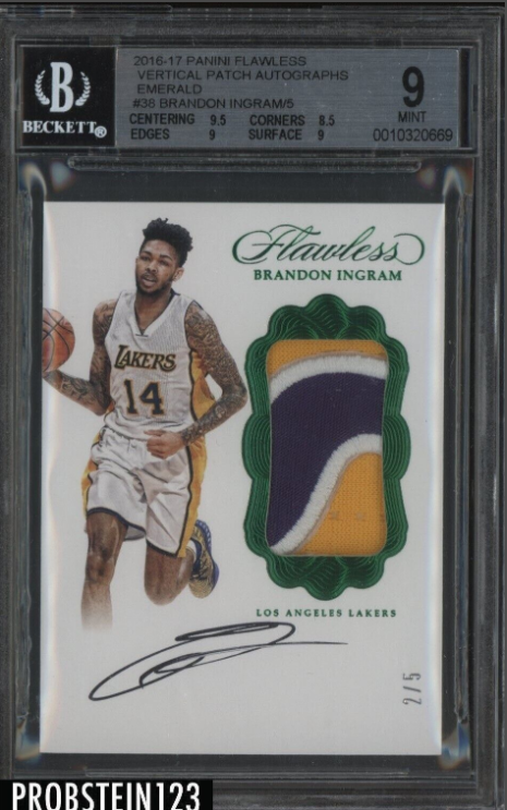 2016-17 Panini Flawless Emerald Brandon Ingram RC Patch AUTO