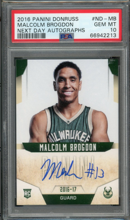 2016 Donruss Malcolm Brogdon Next Day Autographs PSA 10