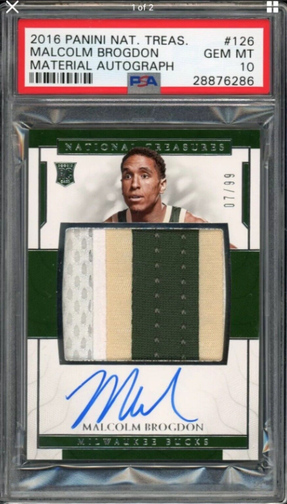 2016 National Treasures Auto Jersey Rc /99 Malcolm Brogdon