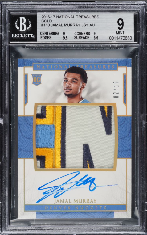 2016 National Treasures Gold Jamal Murray ROOKIE PATCH AUTO