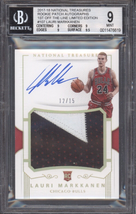 2017-18 National Treasures Lauri Markkanen Fotl Rookie Patch Auto