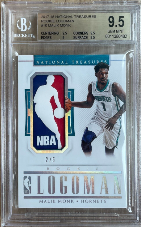 2017-18 National Treasures Malik Monk Rookie Logoman