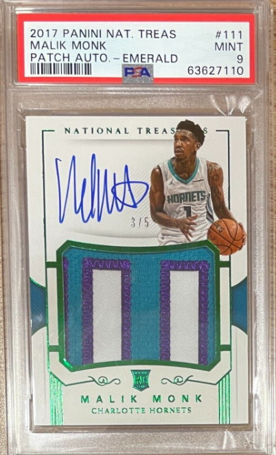 2017-18 National Treasures Malik Monk Rookie Patch Auto