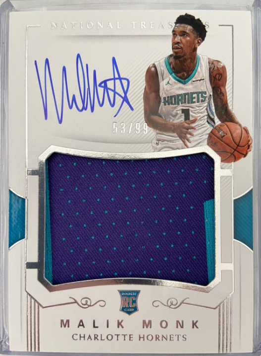 2017-18 National Treasures Malik Monk True RPA Rookie Patch Auto