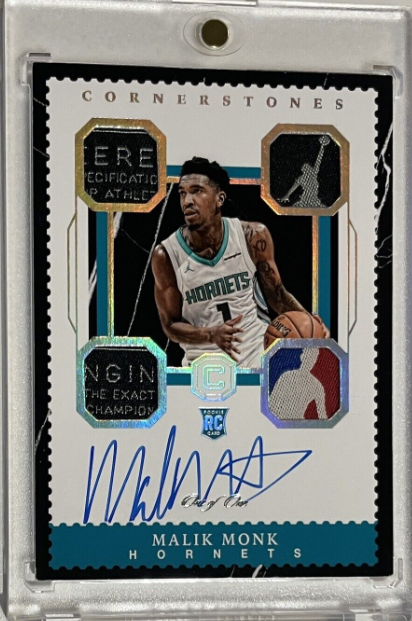 2017-18 Panini Cornerstones Malik Monk ONE OF ONE Laundry Tag Patch Auto