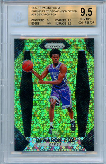 2017-18 Panini Prizm Fast Break Neon Green De’Aaron Fox Rc