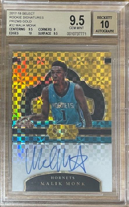 2017-18 Select Malik Monk Rookie Signatures Gold Prizm Auto