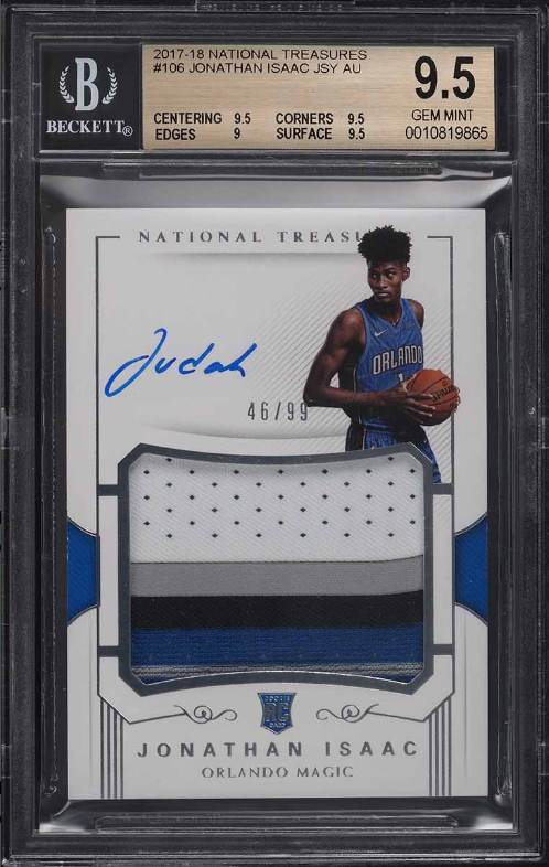 2017 National Treasures Jonathan Isaac Rookie Rc Patch Auto