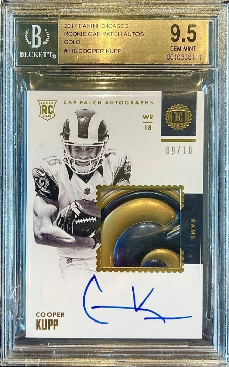 2017 Panini Encased Rookie Cap Patch Auto Gold Cooper Kupp