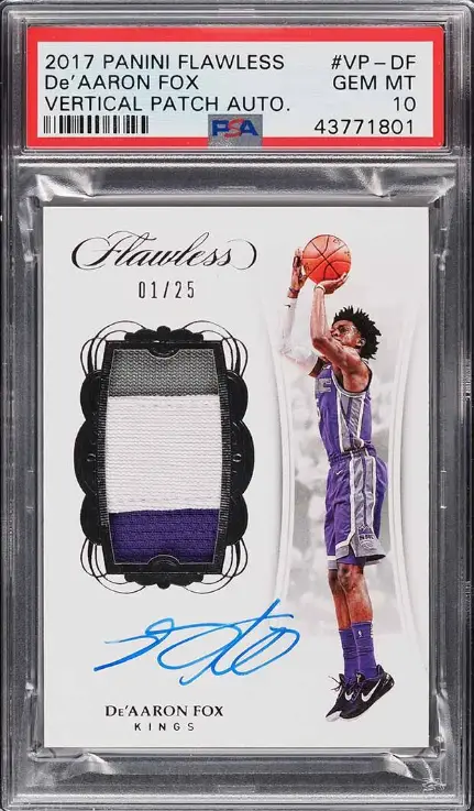 2017 Panini Flawless Vertical De'Aaron Fox ROOKIE RC PATCH AUTO