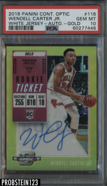 2018-19 Contenders Optic Gold Prizm Wendell Carter Jr. RC AUTO