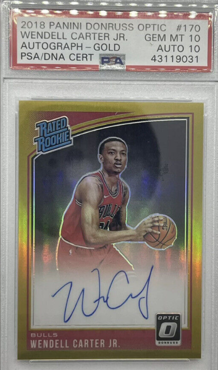 2018-19 Donruss Optic Holo GOLD Wendell Carter Jr. RC Rookie AUTO