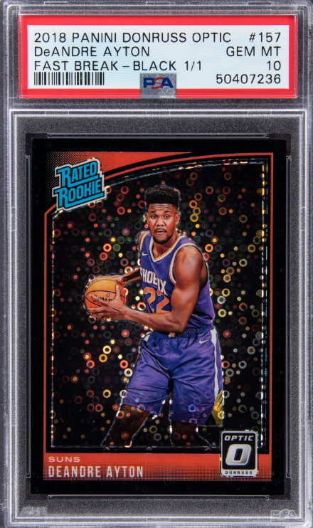 2018-19 Panini Donruss Optic Fast Break Black Prizm Deandre Ayton Rookie Card