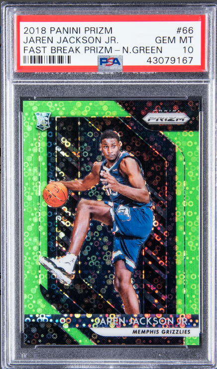 2018-19 Panini Fast Break Neon Green Prizm Jaren Jackson Jr. Rookie Card 