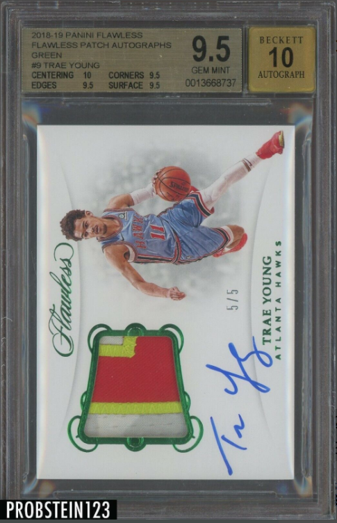 2018-19 Panini Flawless Green Trae Young RPA RC Patch AUTO