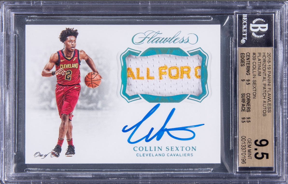 2018-19 Panini Flawless Horizontal Patch Autographs Platinum #HP-CSX Collin Sexton Signed Patch Rookie Card