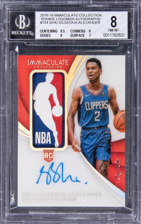 2018-19 Panini Immaculate Collection Rookie Logoman Autographs Shai Gilgeous-Alexander Signed Patch Rookie Card