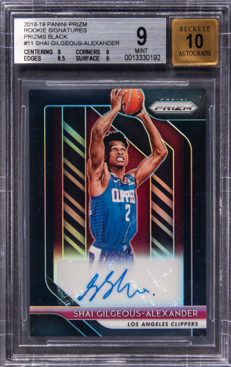 2018-19 Panini Prizm Rookie Signatures Black Prizm Shai Gilgeous-Alexander Signed Rookie Card