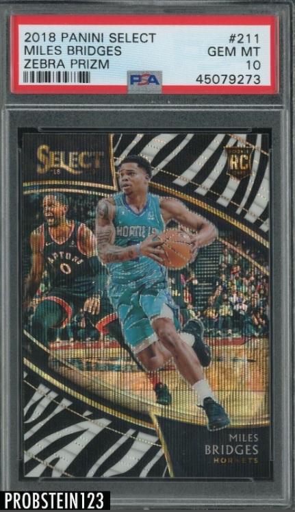 2018-19 Panini Select Zebra Prizm Courtside Miles Bridges RC Rookie