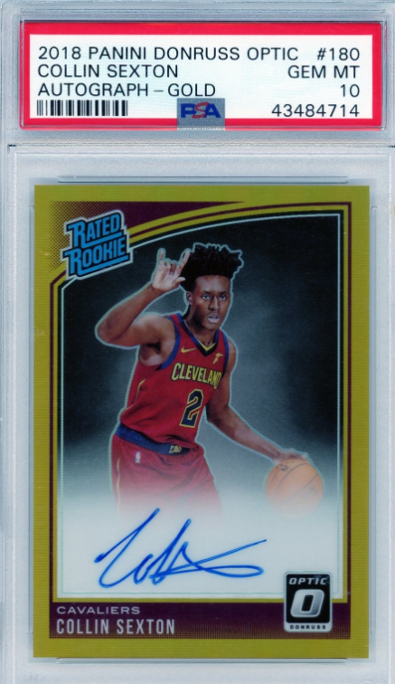 2018 Collin Sexton Optic JERSEY NUMBER Rookie Gold Auto