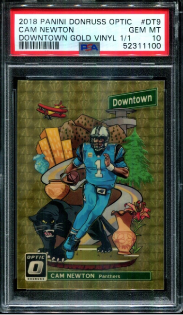 2018 Donruss Optic Downtown Gold Vinyl Prizm Cam Newton